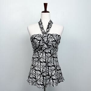 White House Black Market Silk Halter Tie Top